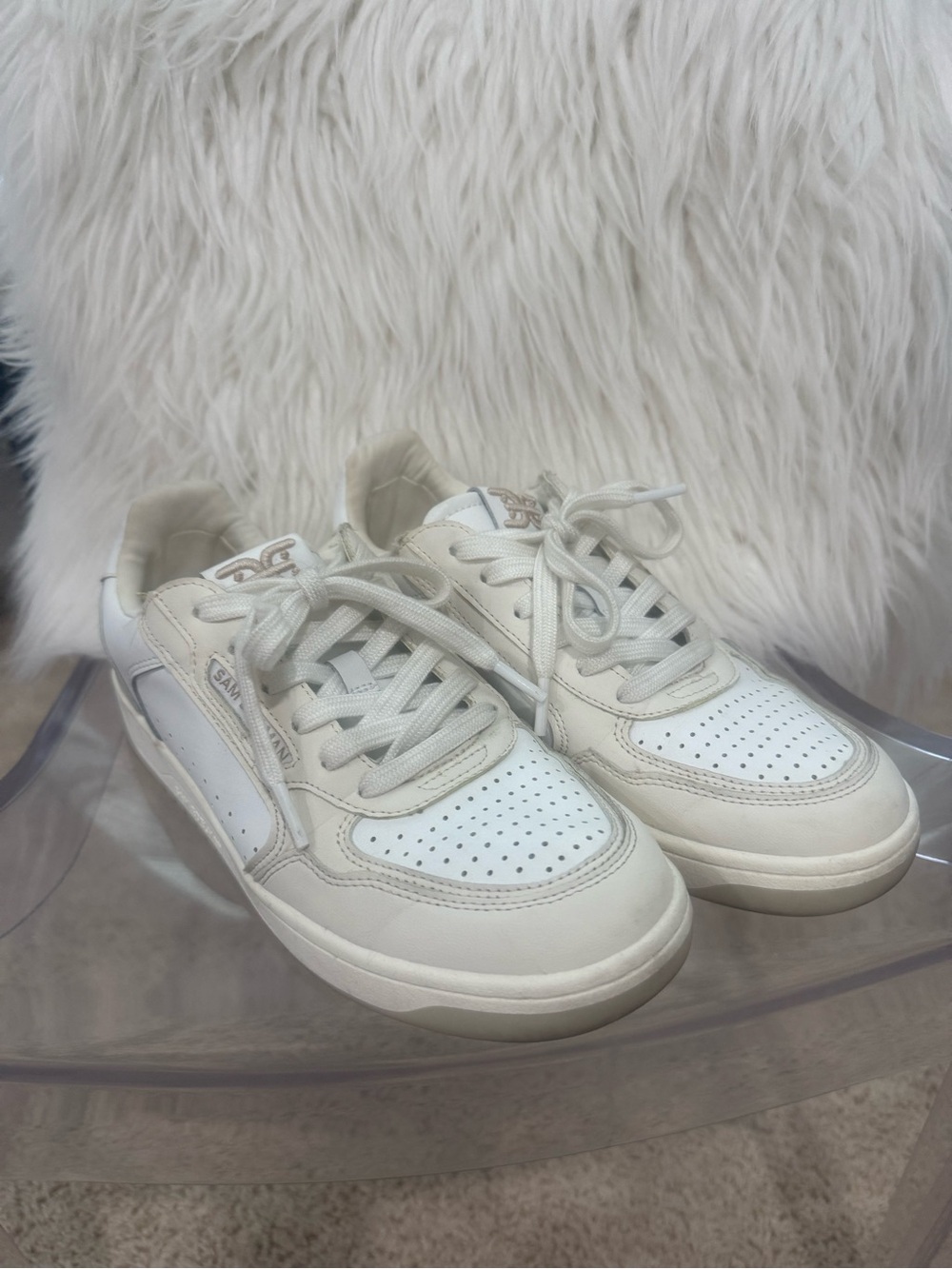 Sam Edelman Harper White Low-Top Lace-Up Sneakers